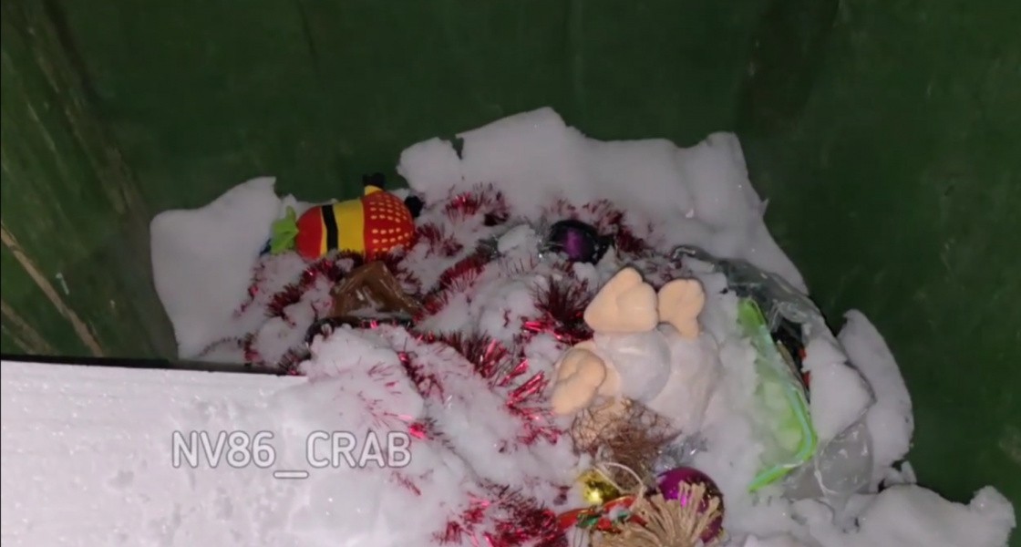 В Нижневартовске нашли Гринча, который похитил с городских елок игрушки и выбросил их
